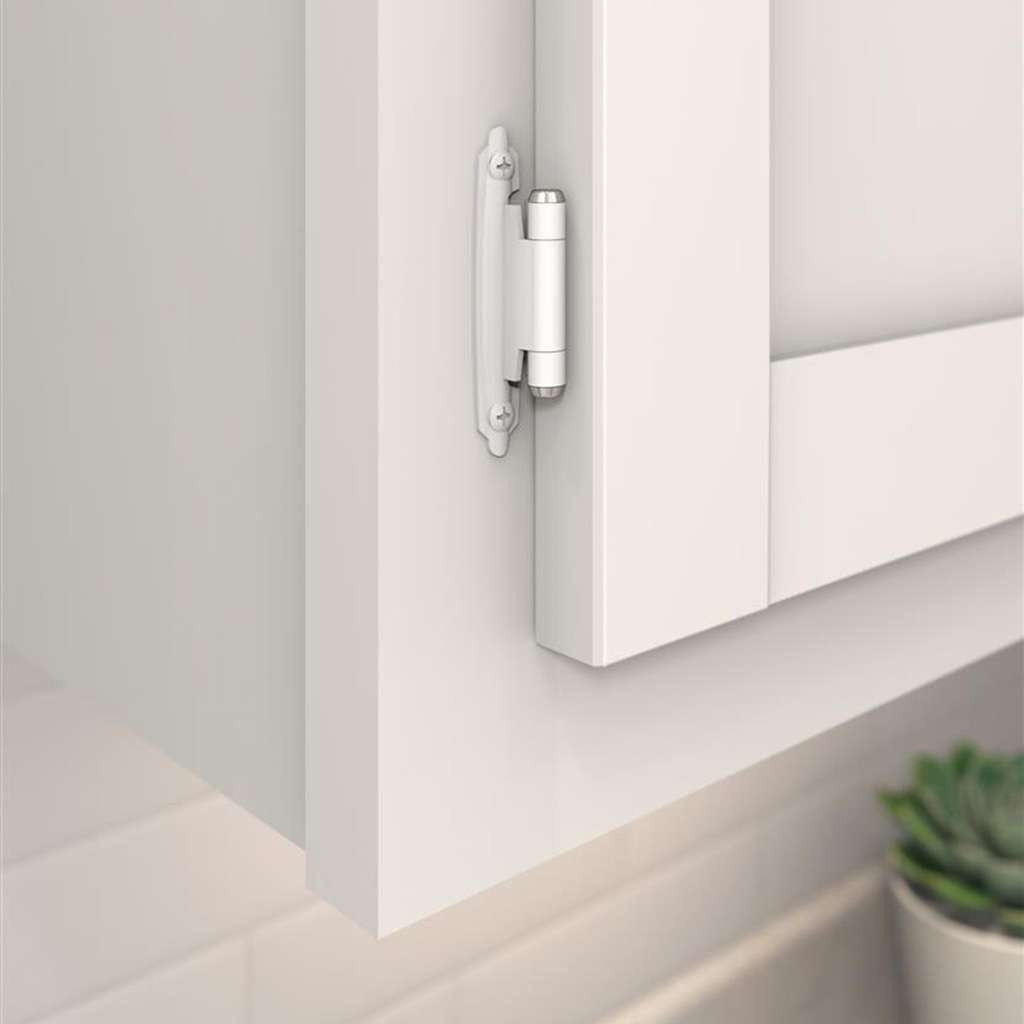 Amerock Self Closing Face Mount 3/8" Inset Cabinet Hinge (pair) in White BPR3428W Mounted