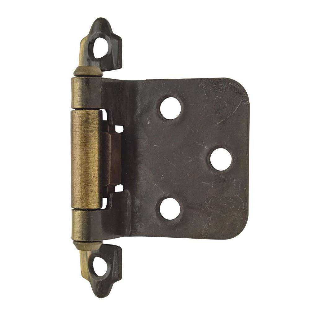 AMEROCK Self Closing Face Mount Variable Overlay Cabinet Hinge (pair) in Antique Brass BPR3429AE Angle