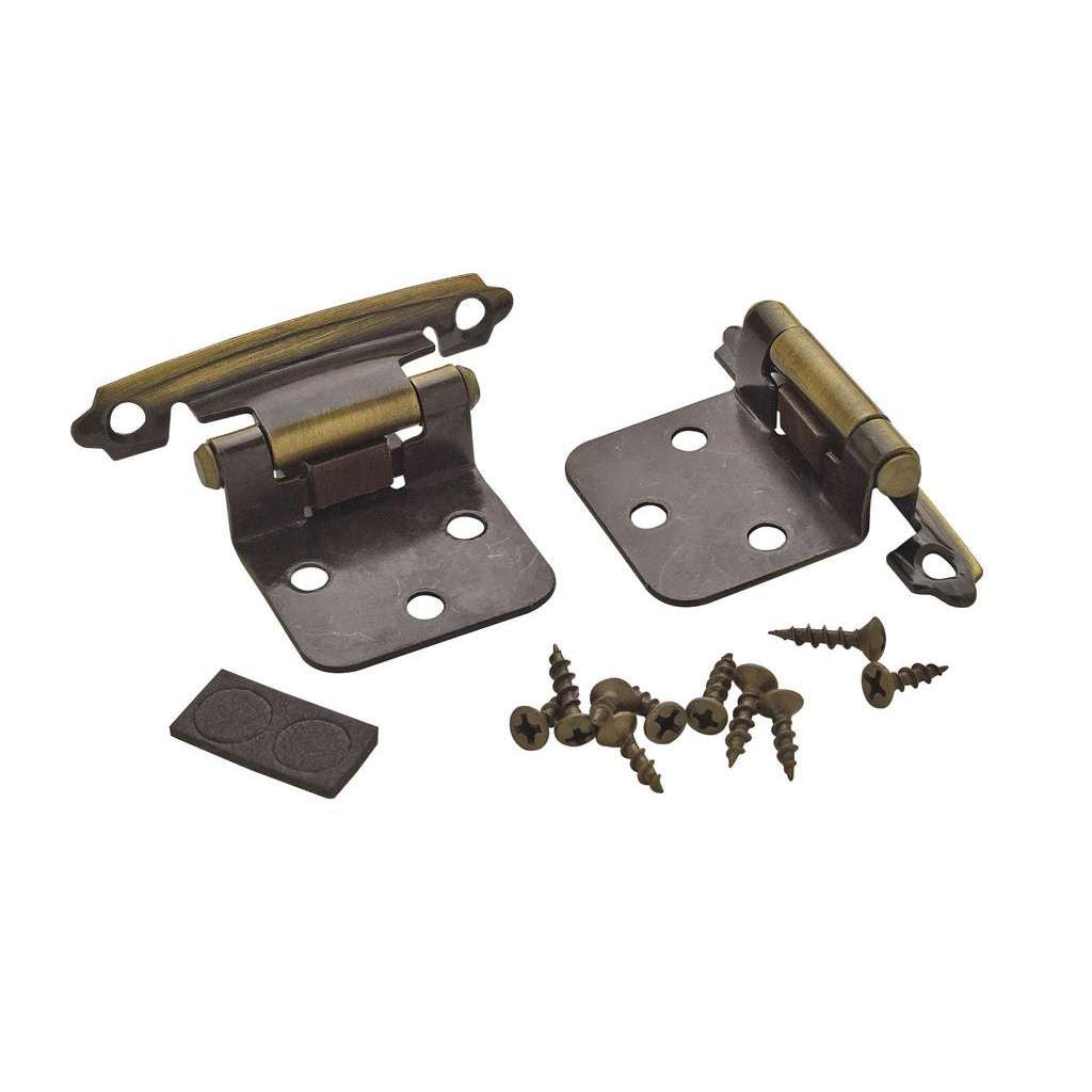 AMEROCK Self Closing Face Mount Variable Overlay Cabinet Hinge (pair) in Antique Brass BPR3429AE Pair