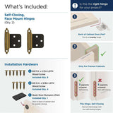 AMEROCK Self Closing Face Mount Variable Overlay Cabinet Hinge (pair) in Antique Brass BPR3429AE What's Included