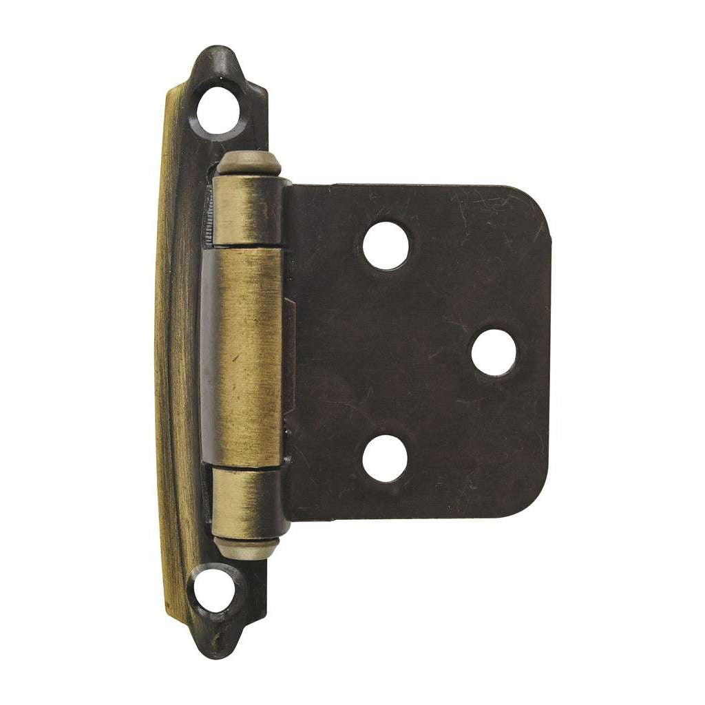 AMEROCK Self Closing Face Mount Variable Overlay Cabinet Hinge (pair) in Antique Brass BPR3429AE