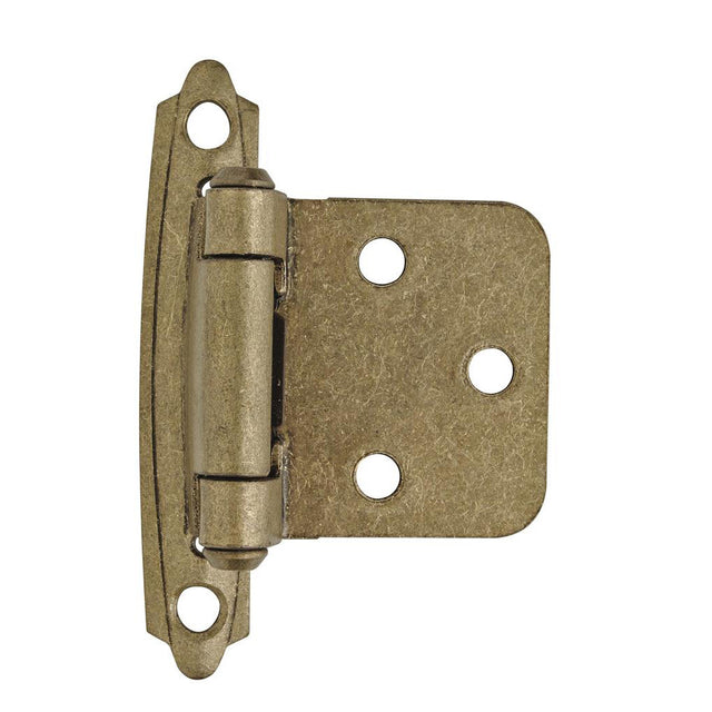 AMEROCK Self Closing Face Mount Variable Overlay Cabinet Hinge (pair) in Burnished Brass BPR3429BB