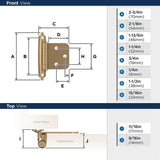 AMEROCK Self Closing Face Mount Variable Overlay Cabinet Hinge (pair) in Champagne Bronze BPR3429CZ Specs