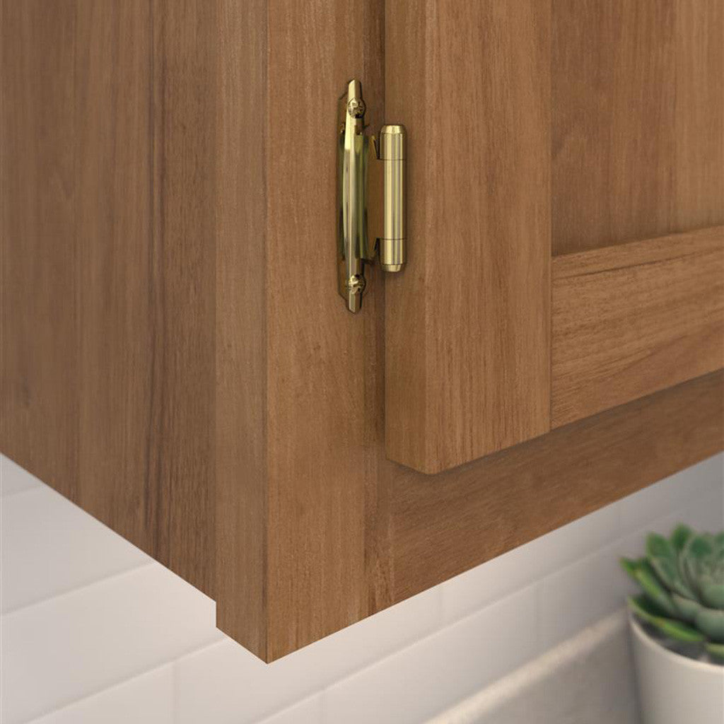 AMEROCK Self Closing Face Mount Variable Overlay Cabinet Hinge (pair) in Polished Brass BPR34293 Mounted