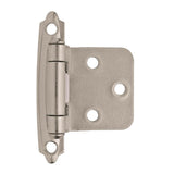 Amerock Self Closing Face Mount Variable Overlay Cabinet Hinge pair in Satin Nickel BPR3429G10 Top View