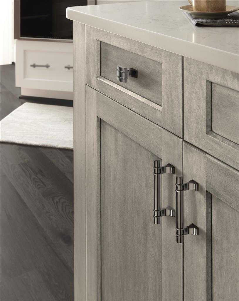 Amerock's Davenport Collection in Gunmetal on Gray Wood