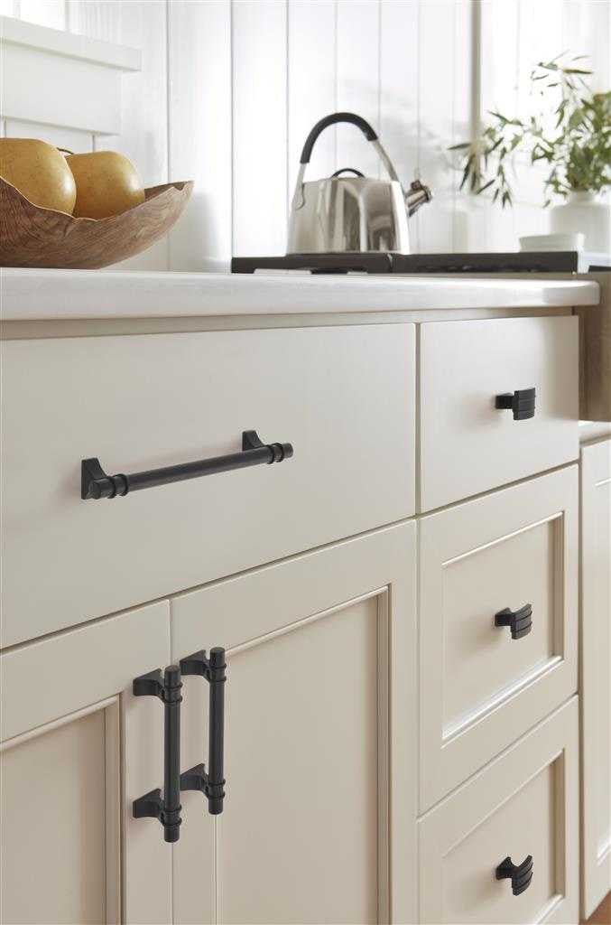 Amerock's Davenport Collection in Matte Black on Off White