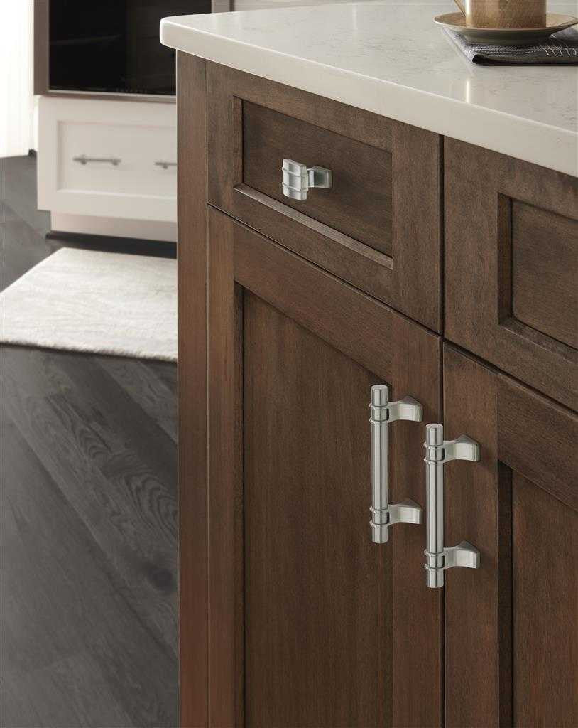Amerock's Davenport Collection in Satin Nickel on Wood