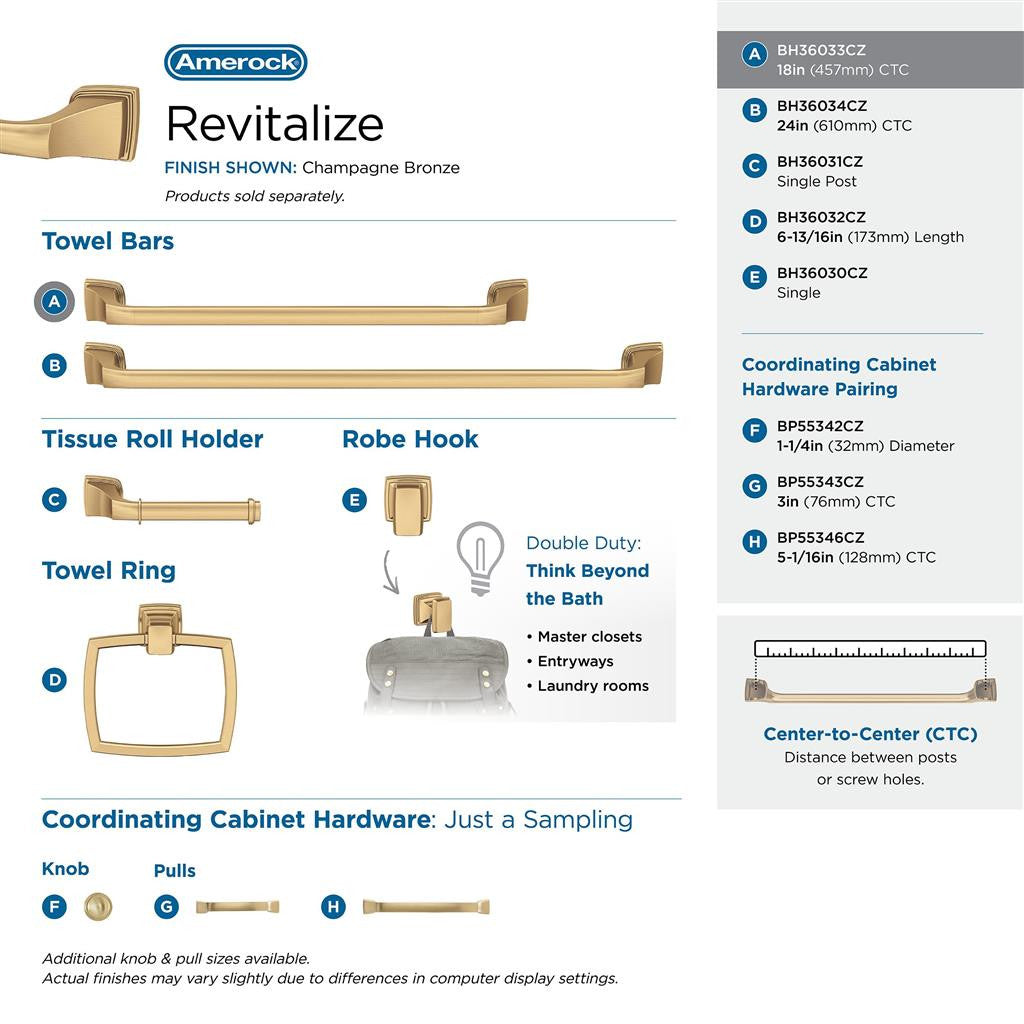 AMEROCK Revitalize Bathroom Hardware Collection - Champagne Bronze