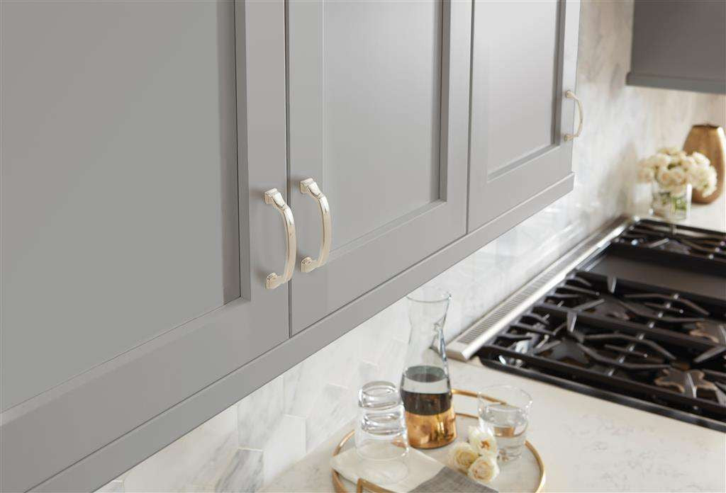 AMEROCK Revitalize Cabinet Hardware Collection - Polished Nickel on Gray