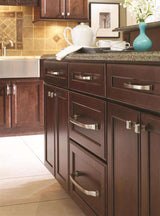 AMEROCK Revitalize Cabinet Hardware Collection Satin Nickel on Cherry
