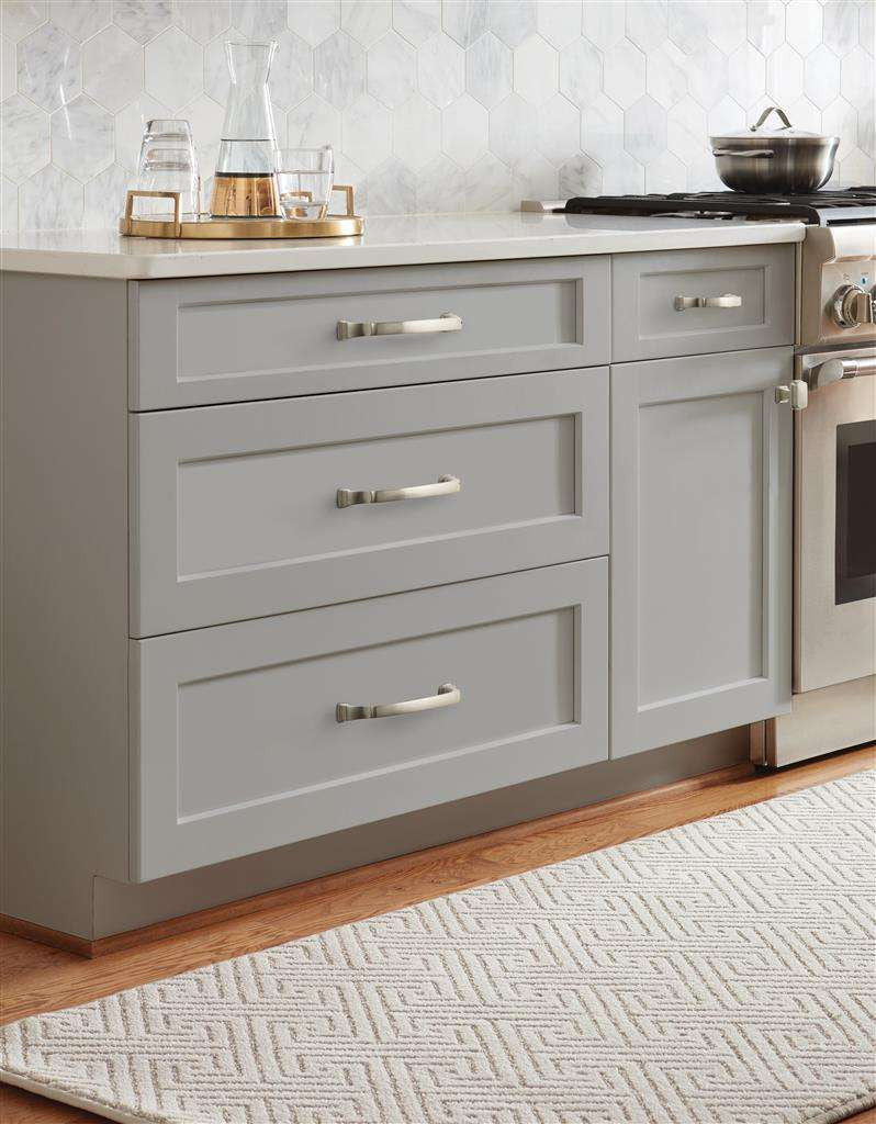 AMEROCK Revitalize Cabinet Hardware Collection Satin Nickel on Grey