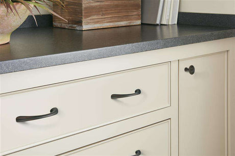 Amerock Vaile Handle Pull in Oil Rubbed Bronze on White Cabinet