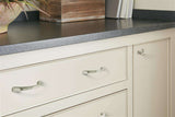 AMEROCK Satin Nickel Vaile Collection Cabinet Pull and Knob on Whtie Cabinet
