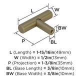 AMEROCK Bar Pulls 1-15/16" Length Cabinet T-Knob in Golden Champagne