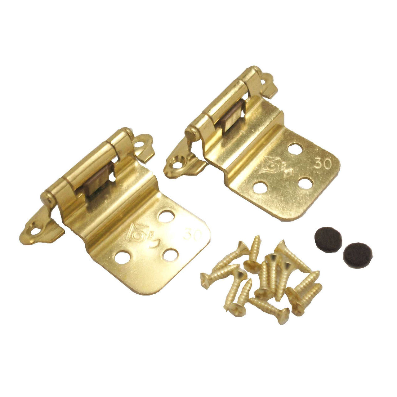 BELWITH Self Closing Face Mount 3/8" Inset Cabinet Door Hinge - Polished Brass P533030F-3