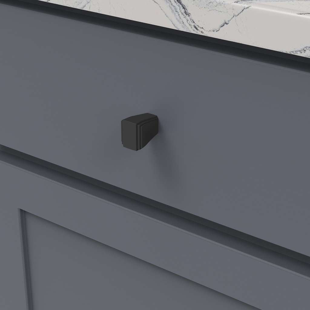 BELWITH KEELER Belleclaire 1" Length Rectangle Cabinet Knob in Matte Black B077493-MB Mounted