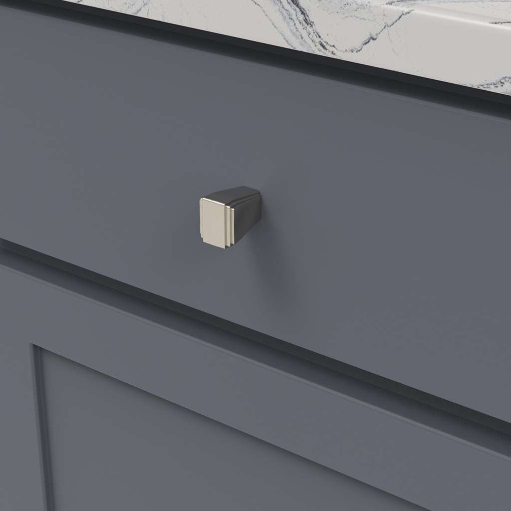 BELWITH KEELER Belleclaire 1" Length Rectangle Cabinet Knob in Satin Nickel B077493-SN Mounted