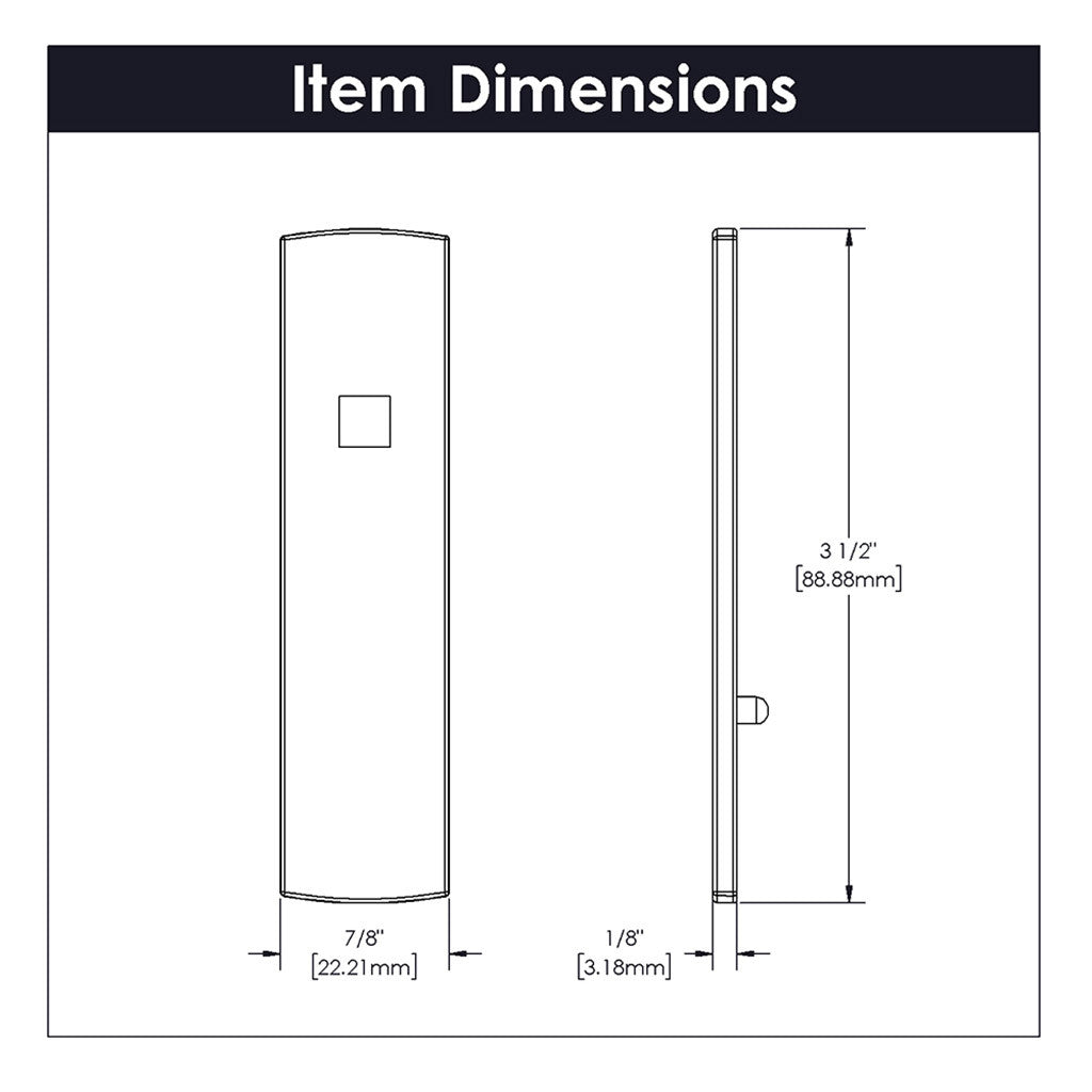 Belwith Keeler Bijou Astoria 3-1/2" Long Rectangle Knob Backplate in Satin Nickel B056380-SN Specs