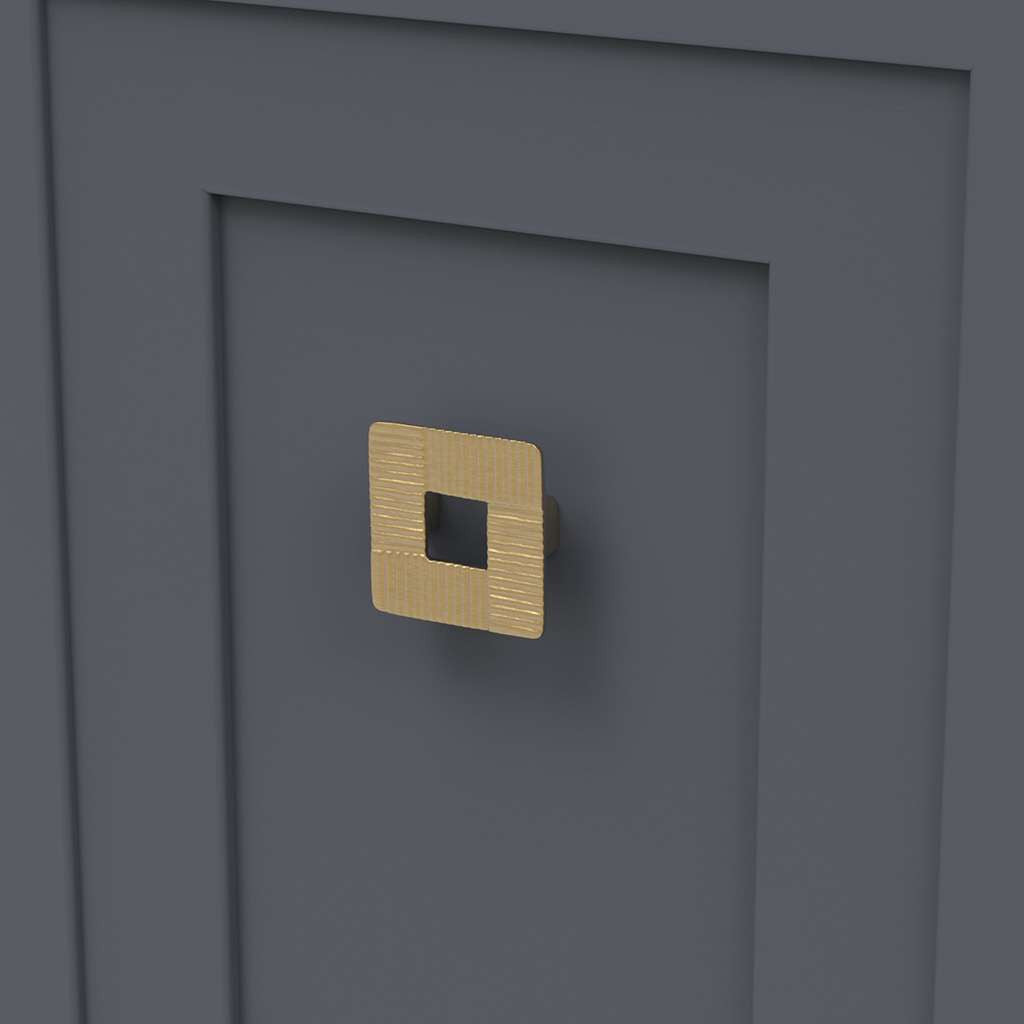 Belwith-Keeler Bijou Omni 1-3/4 Square Pull in Brushed Golden Brass B049825-BGB Mounted