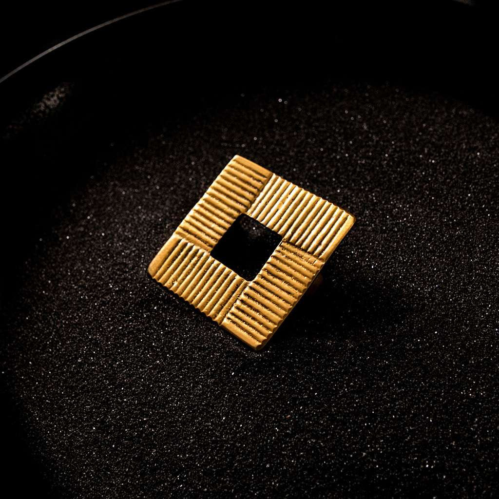 Belwith-Keeler Bijou Omni 1-3/4 Square Pull in Brushed Golden Brass B049825-BGB on Black