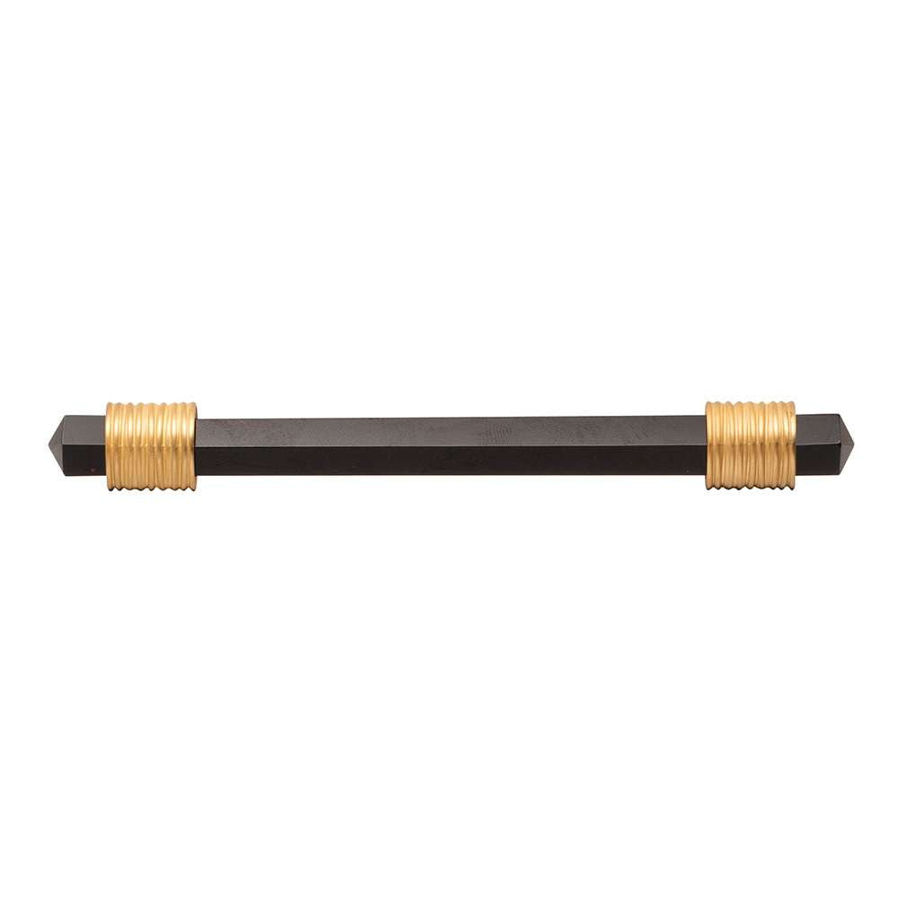 BELWITH KEELER Chrysalis Black Glass Handle Pull in Brushed Golden Brass 128mm B076307GB-BGB Front View