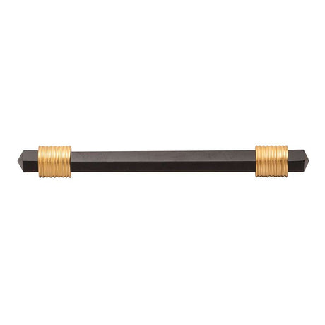 BELWITH KEELER Chrysalis Black Glass Handle Pull in Brushed Golden Brass 128mm B076307GB-BGB Front View