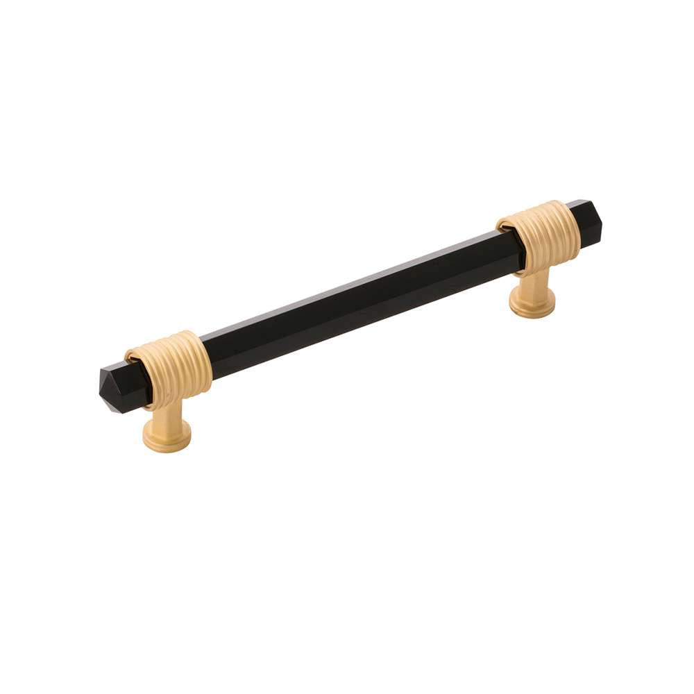 BELWITH KEELER Chrysalis Black Glass Handle Pull in Brushed Golden Brass 128mm B076307GB-BGB