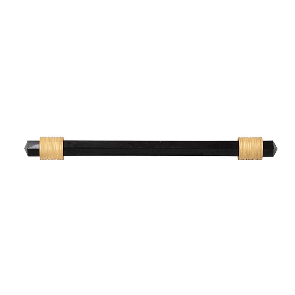 BELWITH KEELER Chrysalis Black Glass Handle Pull in Brushed Golden Brass 160mm B076308GB-BGB Front View