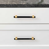 BELWITH KEELER Chrysalis Black Glass Handle Pull in Brushed Golden Brass 160mm B076308GB-BGB Mounted