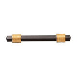 BELWITH KEELER Chrysalis Black Glass Handle Pull in Brushed Golden Brass 96mm B076306GB-BGB Front View