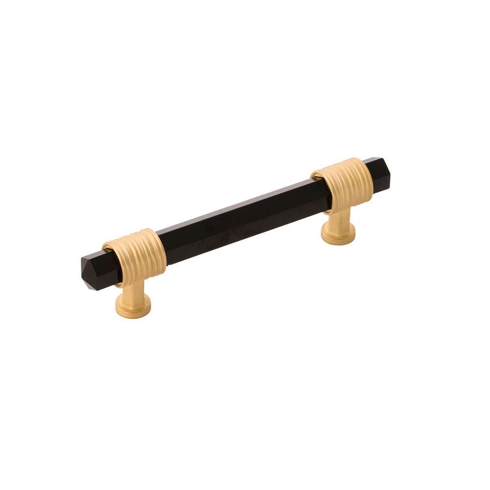 BELWITH KEELER Chrysalis Black Glass Handle Pull in Brushed Golden Brass 96mm B076306GB-BGB