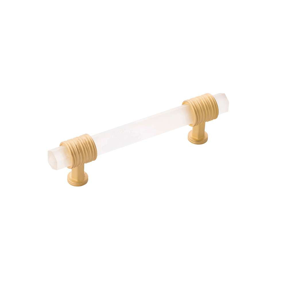 BELWITH KEELER Chrysalis Frosted Glass Handle Pull in Brushed Golden Brass 96mm B076306GF-BGB