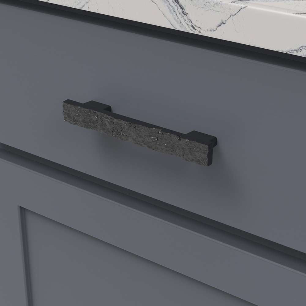 BELWITH-KEELER Sandrine 3-3/4" and 5-1/16" Centers Rectangle Handle Pull in Black Mist B077514-BM Mounted