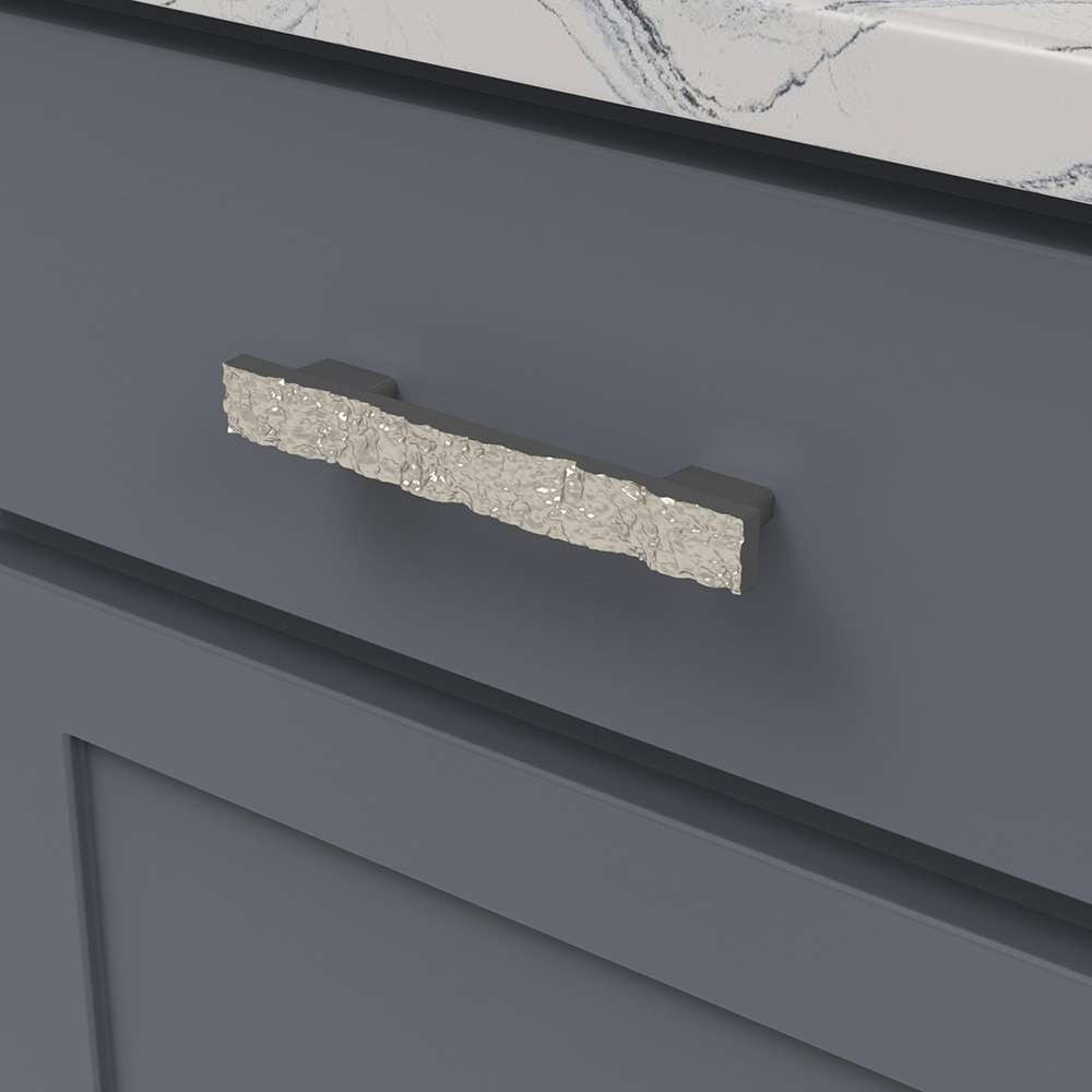 BELWITH-KEELER Sandrine 3-3/4" and 5-1/16" Centers Rectangle Handle Pull in Satin Nickel B077514-SN Mounted