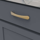 BELWITH-KEELER Vale Curved Handle Pull in Brushed Golden Brass 96mm B076860-BGB Mounted