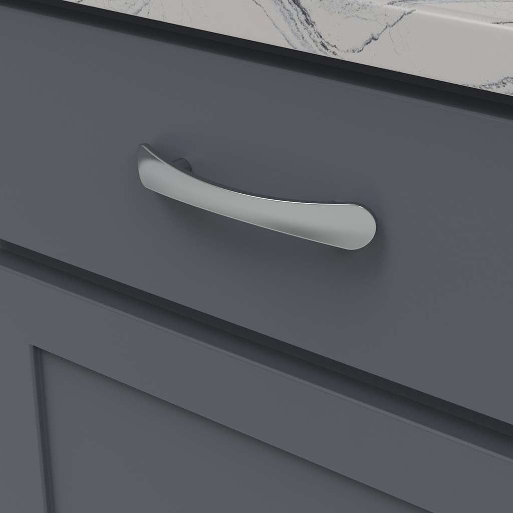 BELWITH-KEELER Vale Curved Handle Pull in Polished Chrome 96mm B076860-CH Mounted