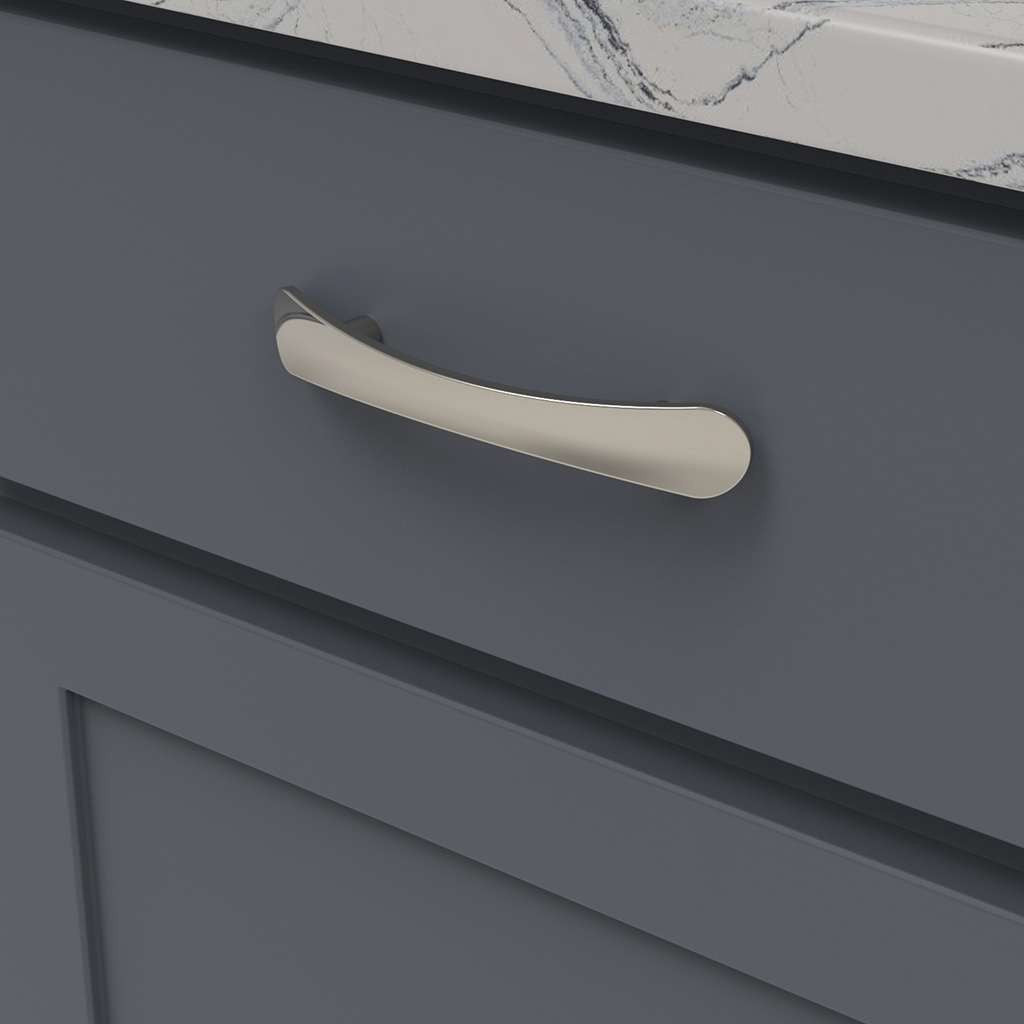 BELWITH-KEELER Vale Curved Handle Pull in Polished Nickel 128mm B076861-14 Mounted