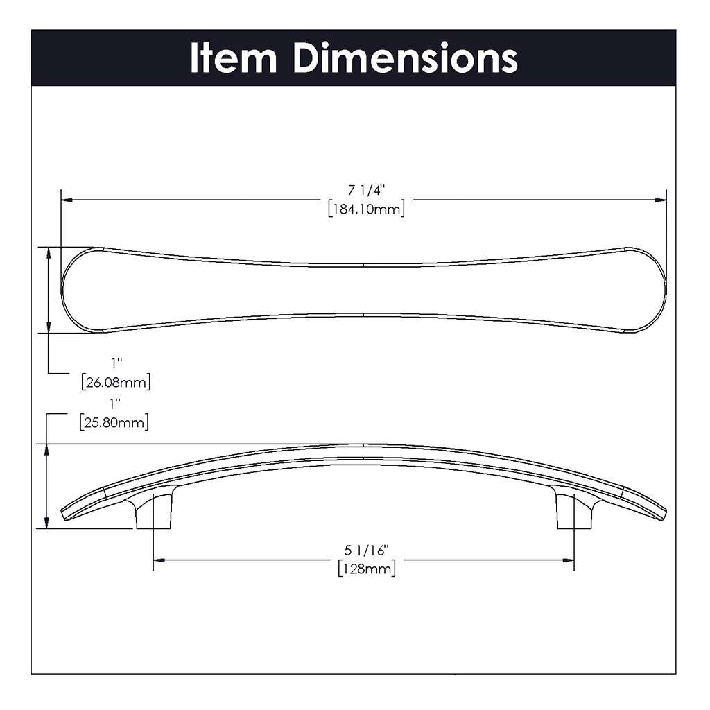 BELWITH-KEELER Vale Curved Handle Pull in Matte Black 128mm B076861-MB Specs