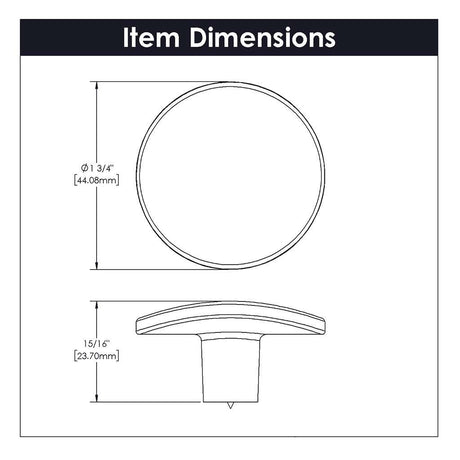 BELWITH-KEELER Vale Round Cabinet Knob in Matte Black 1-3/4" Diameter B076526-MB Specs