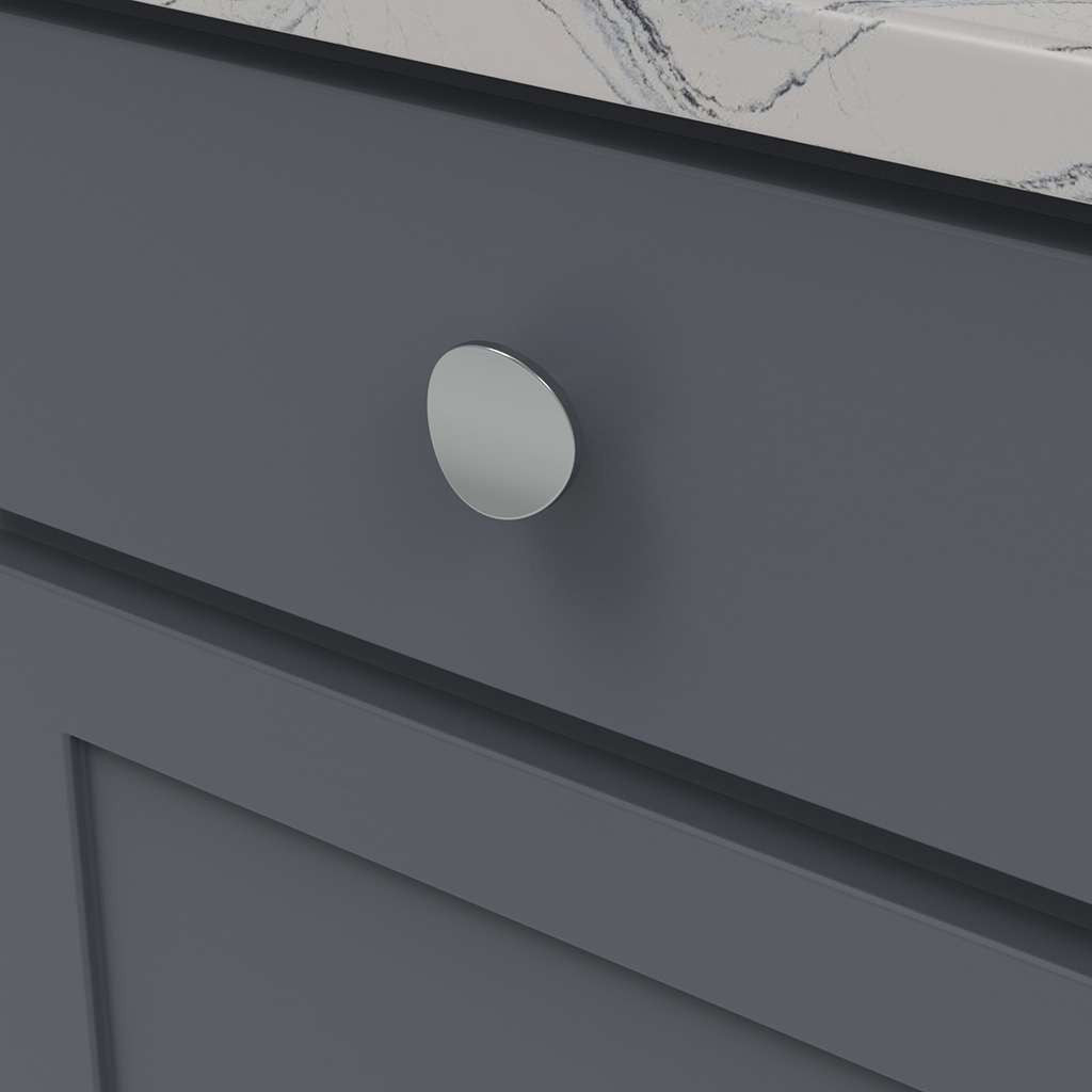 BELWITH-KEELER Vale Round Cabinet Knob in Chrome 1-3/4" Diameter B076526-CH Mounted