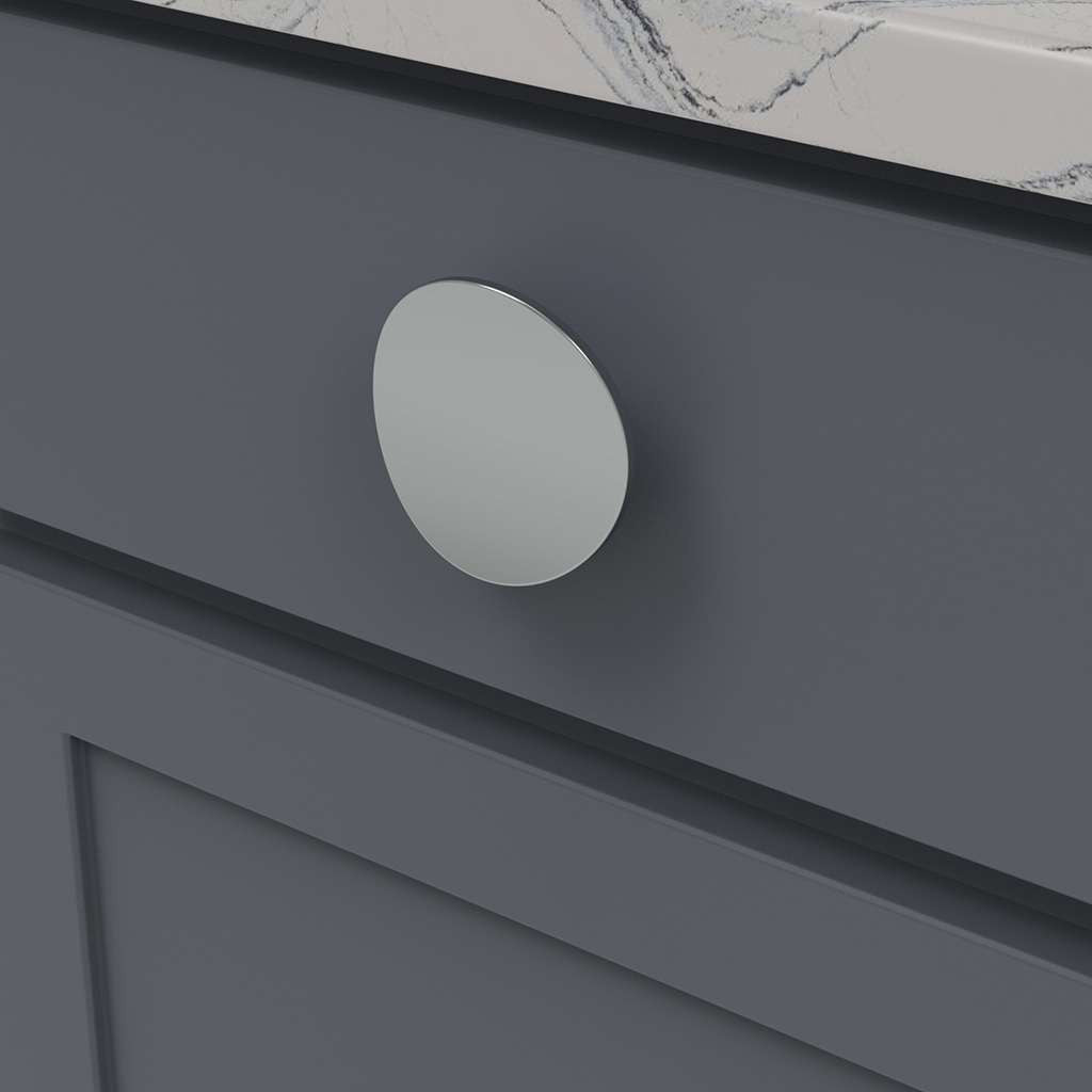 BELWITH-KEELER Vale Round Cabinet Knob in Chrome 3" Diameter B076527-CH Mounted