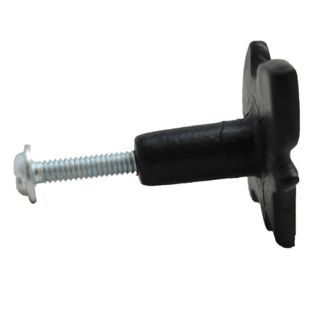 Side View of a Chrome and Black 1-3/16" Bath Cabinet Knob from Carol Beach Knobs Part Number 1142