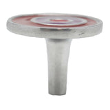 Side View of a Cranberry & Satin Nickel 1-5/8" Round Retro Cabinet Knob from Carol Beach Knobs Fiesta Collection Part Number 1661