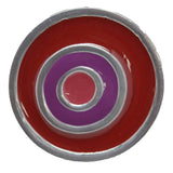 Top View of a Cranberry & Satin Nickel 1-5/8" Round Retro Cabinet Knob from Carol Beach Knobs Fiesta Collection Part Number 1661