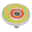 Main View of a Dark Olive and Satin Nickel 1-5/8" Round Retro Cabinet Knob from Carol Beach Knobs Fiesta Collection Part Number 1784