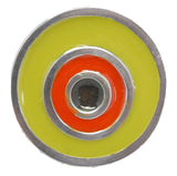 Top View of a Dark Olive and Satin Nickel 1-5/8" Round Retro Cabinet Knob from Carol Beach Knobs Fiesta Collection Part Number 1784