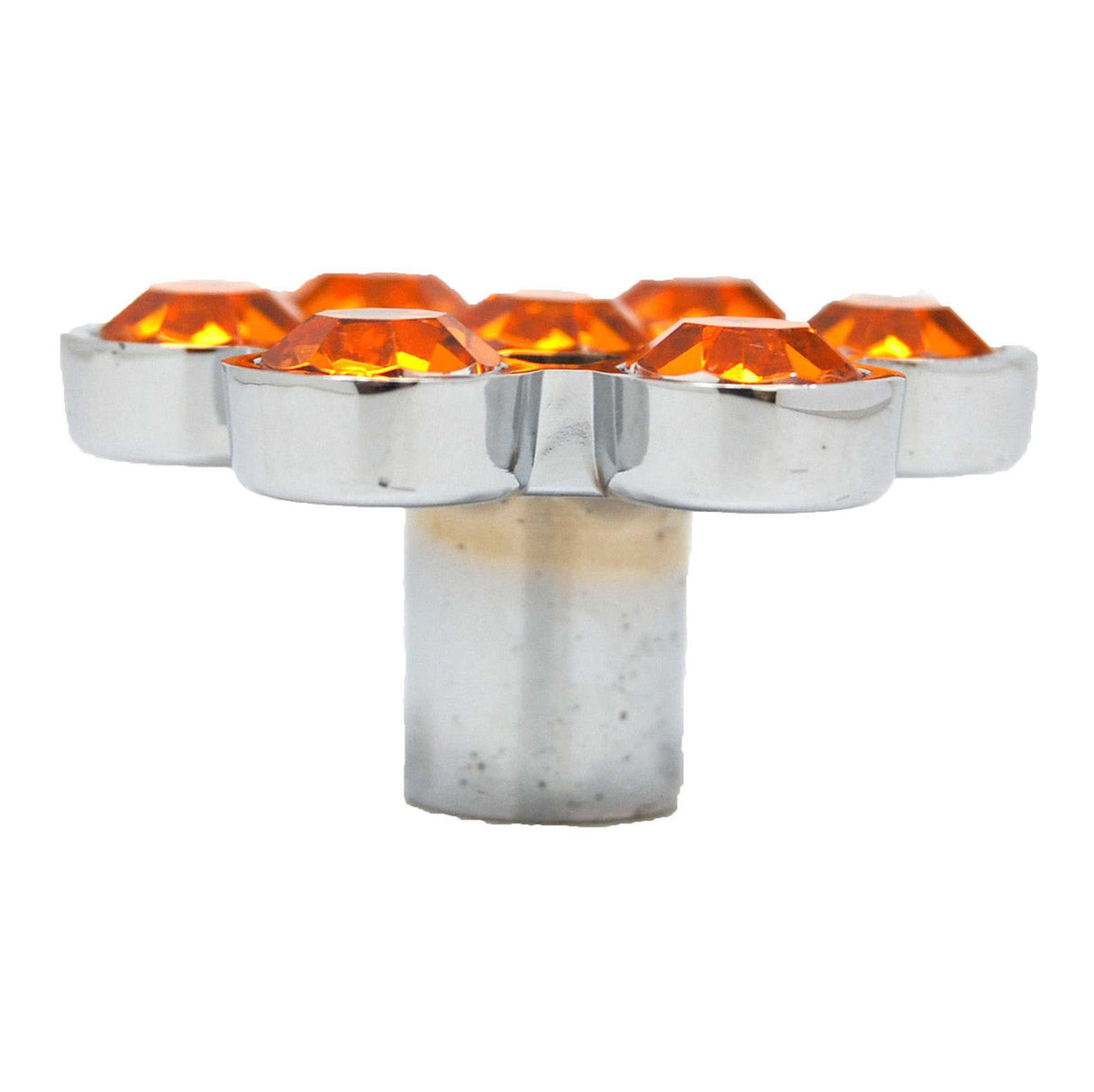 Amber & Chrome Gem Hexagon 1-11/16" Cabinet Knob from Carol Beach Knobs Gem Collection Part Number 1715