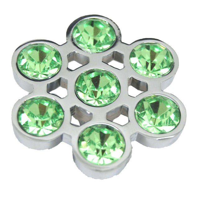 Green & Chrome Hexagon 1-11/16" Cabinet Knob from Carol Beach Knobs Gem Collection 1708