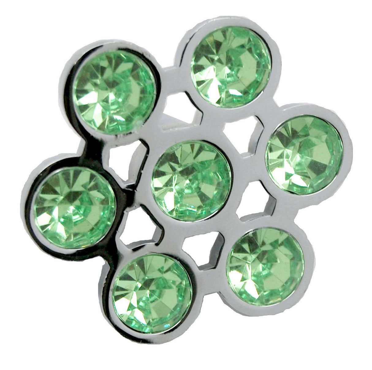 Green & Chrome Hexagon 1-11/16" Cabinet Knob from Carol Beach Knobs Gem Collection 1708